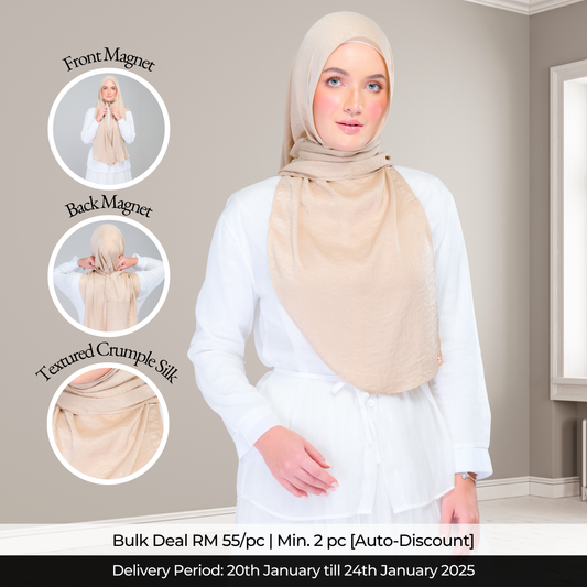 Instant Tag n' Go Shawl | Textured Silk in Nude Sand