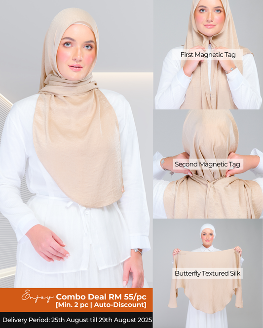 Instant Tag n' Go Butterfly | Textured Silk in Nude Sand