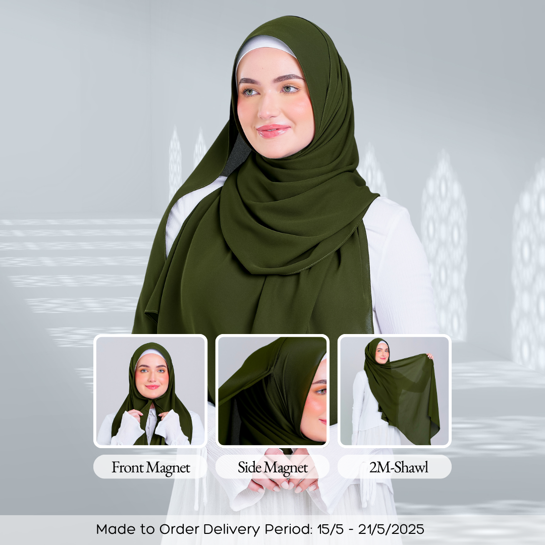 Tag n' Go Max [2M] | Premium Korean Chiffon in Olive