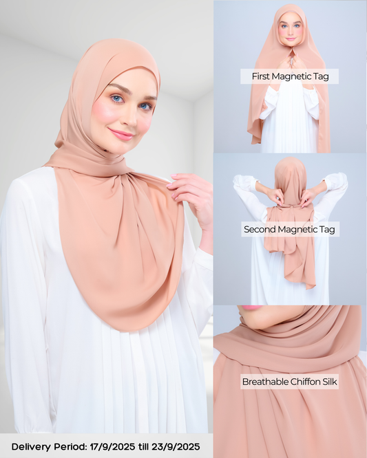 Instant Tag n' Go Shawl l Chiffon Silk 1.0 in Nutmeg
