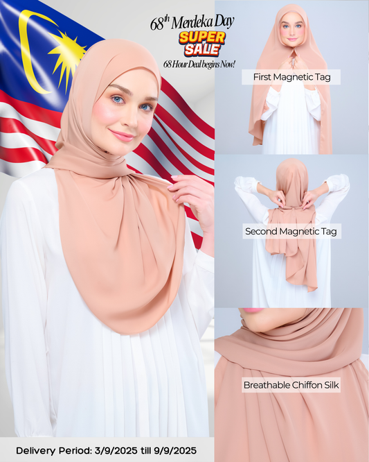 Instant Tag n' Go Shawl l Chiffon Silk 1.0 in Nutmeg