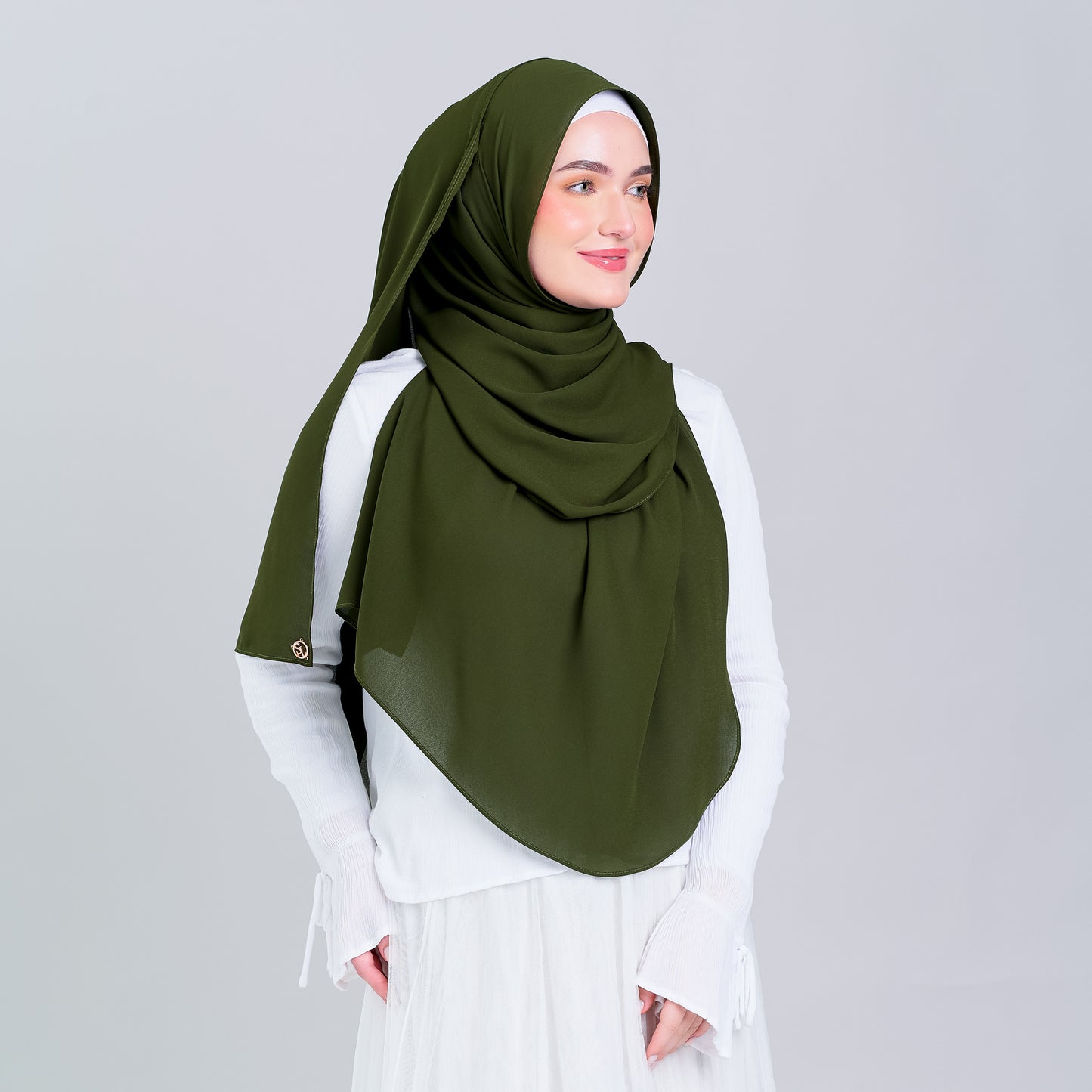 Tag n' Go Max [2M] | Premium Korean Chiffon in Olive