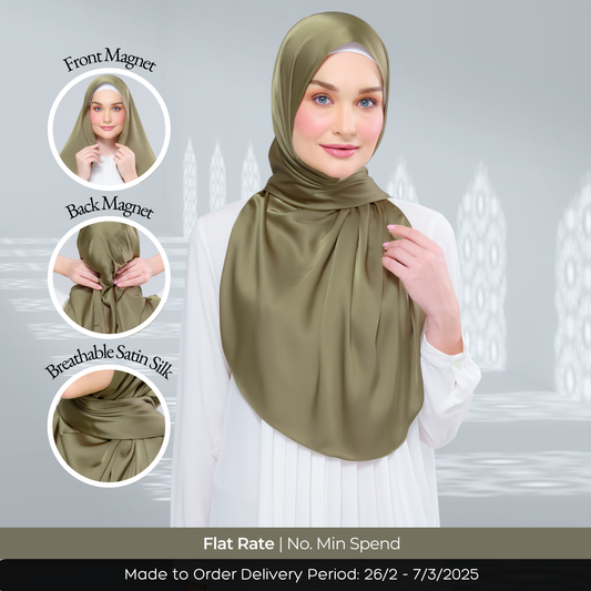 Instant Tag n' Go Shawl | Satin Silk in Olive