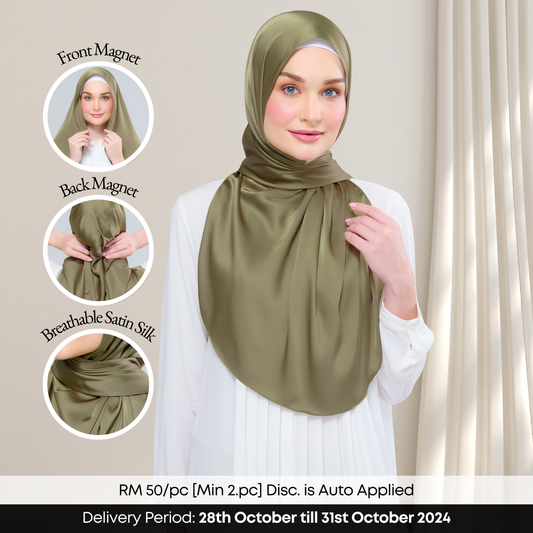 Instant Tag n' Go Shawl  | Satin Silk in Olive