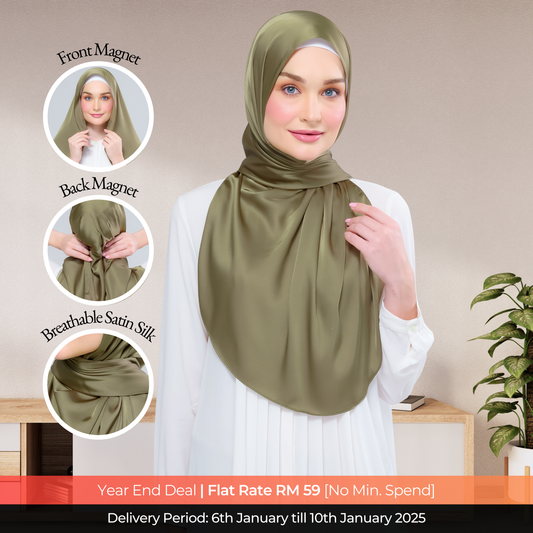 Instant Tag n' Go Shawl  | Satin Silk in Olive