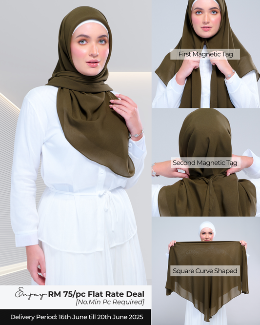 Instant Square Tag & Go l Cotton Voile in Olive
