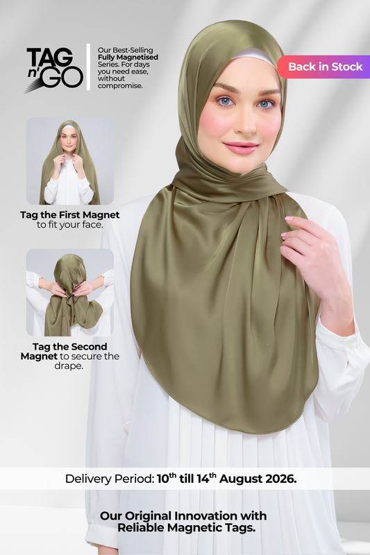 Instant Tag n' Go Shawl | Satin Silk in Olive