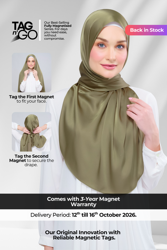 Instant Tag n' Go Shawl | Satin Silk in Olive