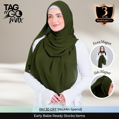 Tag n' Go Max [2M] | Premium Korean Chiffon in Olive