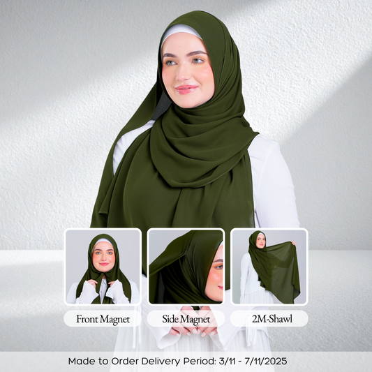 Tag n' Go Max [2M] | Premium Korean Chiffon in Olive