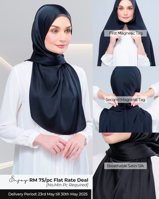 Instant Tag n' Go Shawl | Satin Silk in Pitch Black