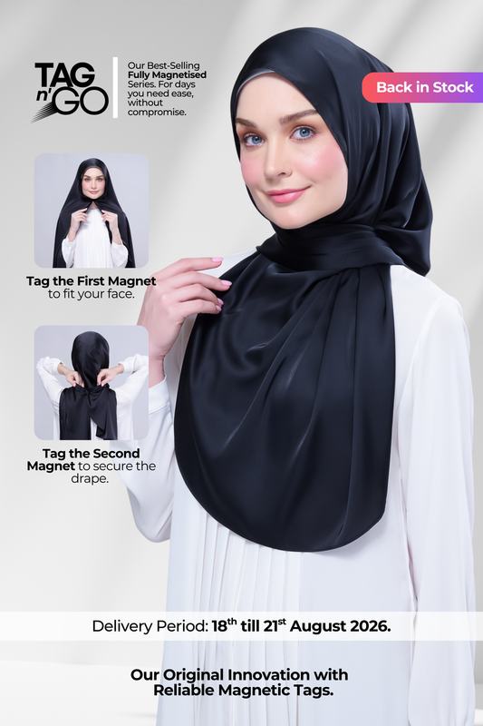 Instant Tag n' Go Shawl | Satin Silk in Pitch Black