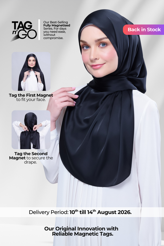 Instant Tag n' Go Shawl | Satin Silk in Pitch Black