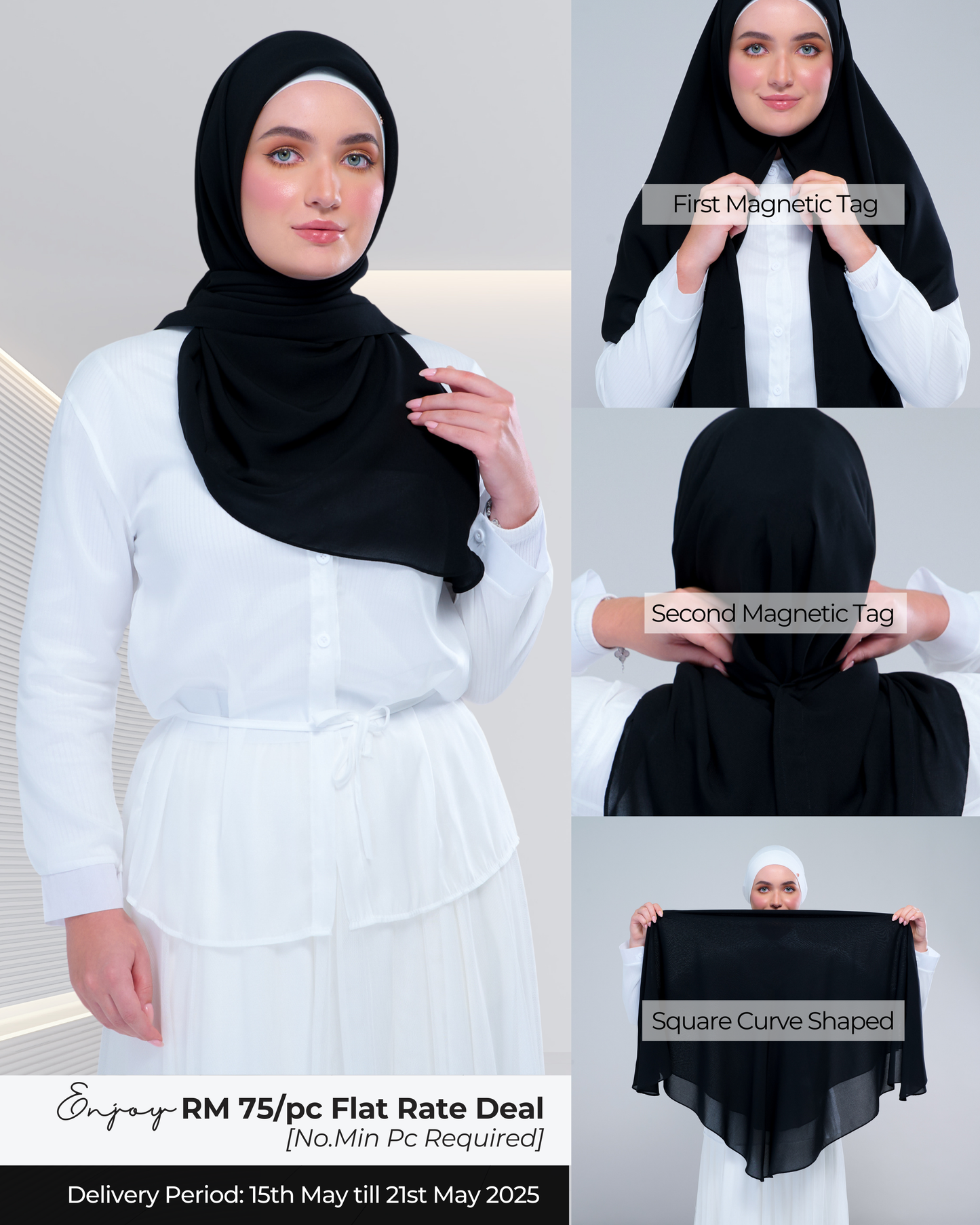 Instant Square Tag & Go l Cotton Voile in Onyx Black