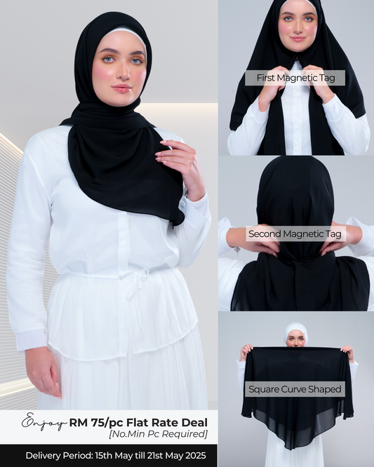 Instant Square Tag & Go l Cotton Voile in Onyx Black
