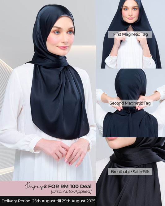 Instant Tag n' Go Shawl | Satin Silk in Pitch Black