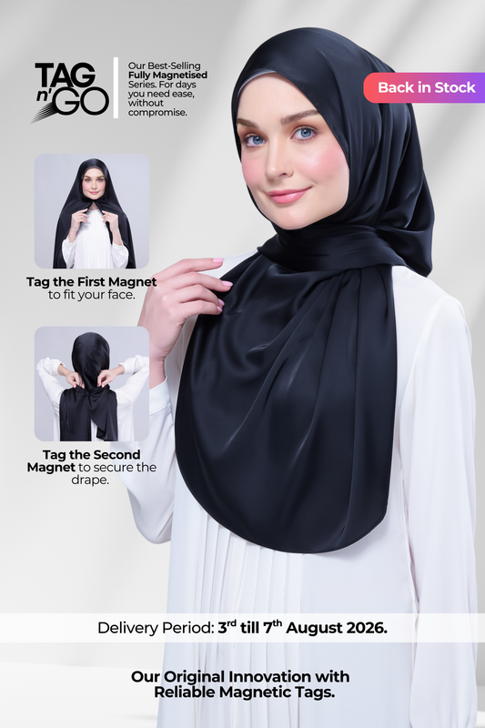 Instant Tag n' Go Shawl | Satin Silk in Pitch Black