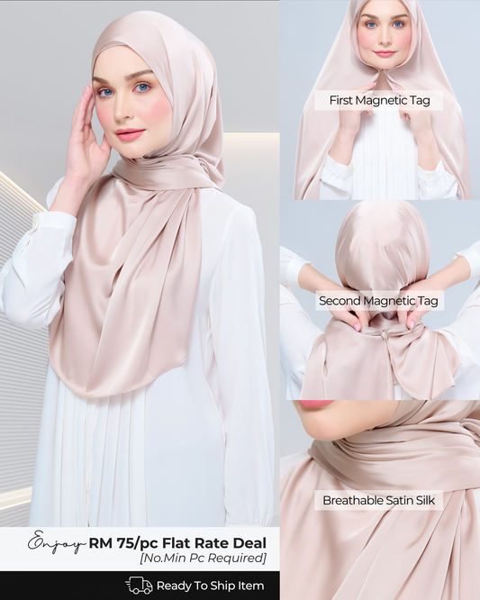 Instant Tag n' Go Shawl | Satin Silk in Linen Taupe