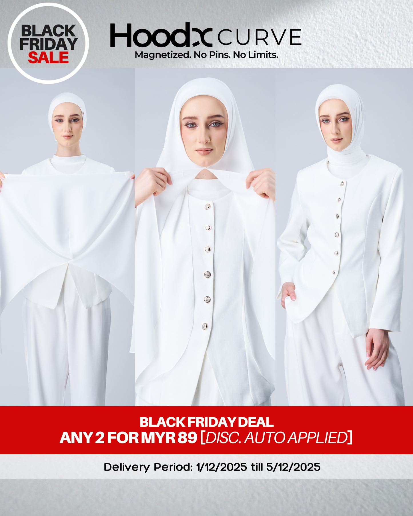 [BFS] HoodX Curve in Pearl White [Korean Chiffon]