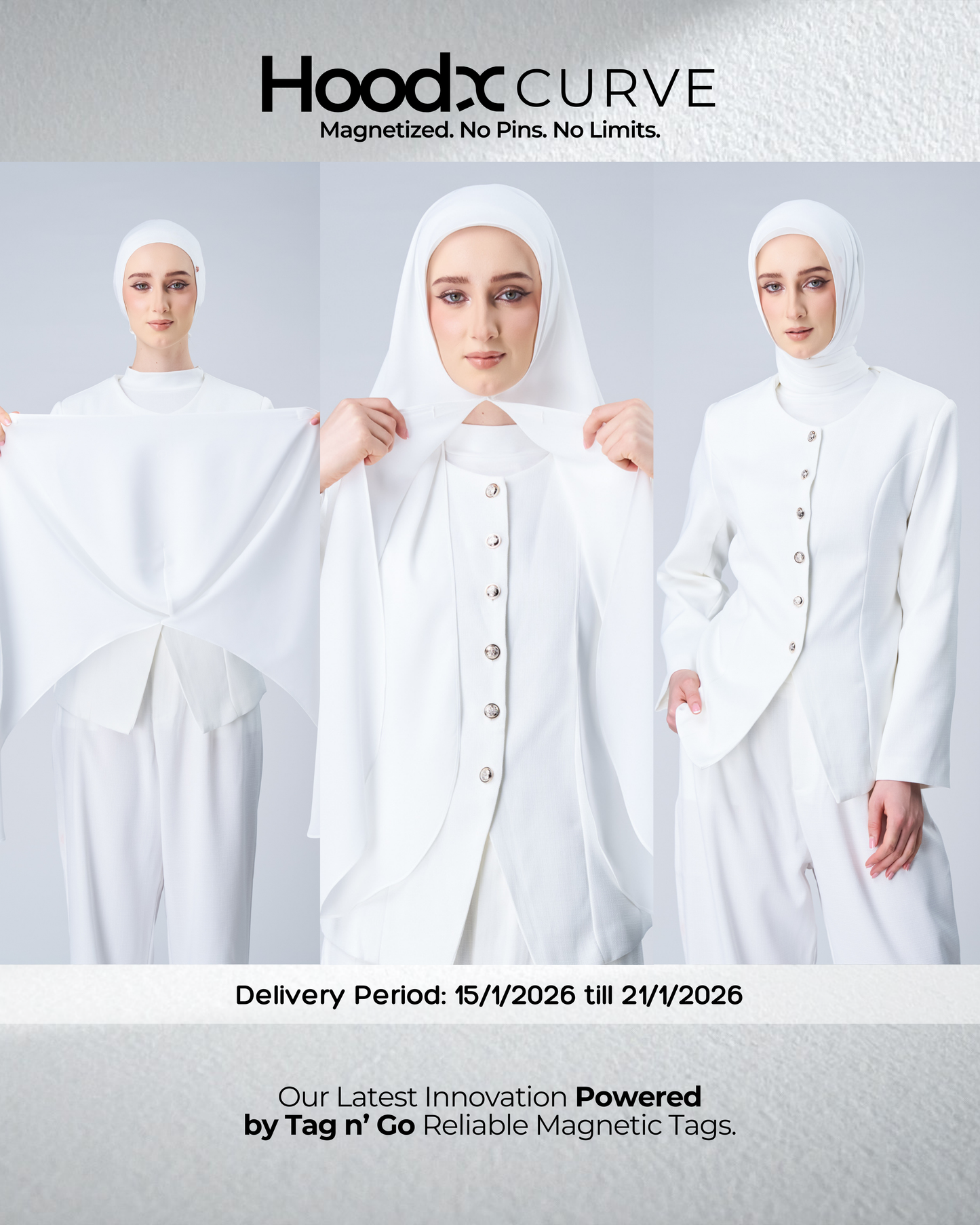 HoodX Curve in Pearl White [Korean Chiffon]