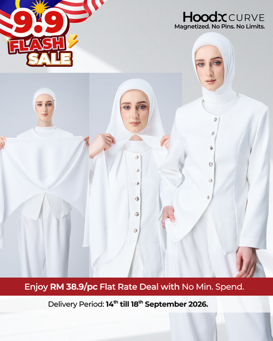 [9.9 Special]HoodX Curve in Pearl White [Korean Chiffon]