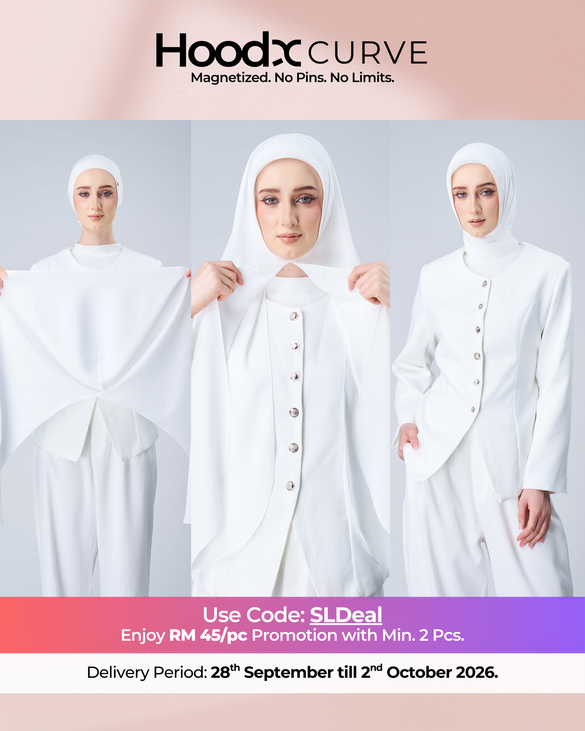 HoodX Curve in Pearl White [Korean Chiffon]