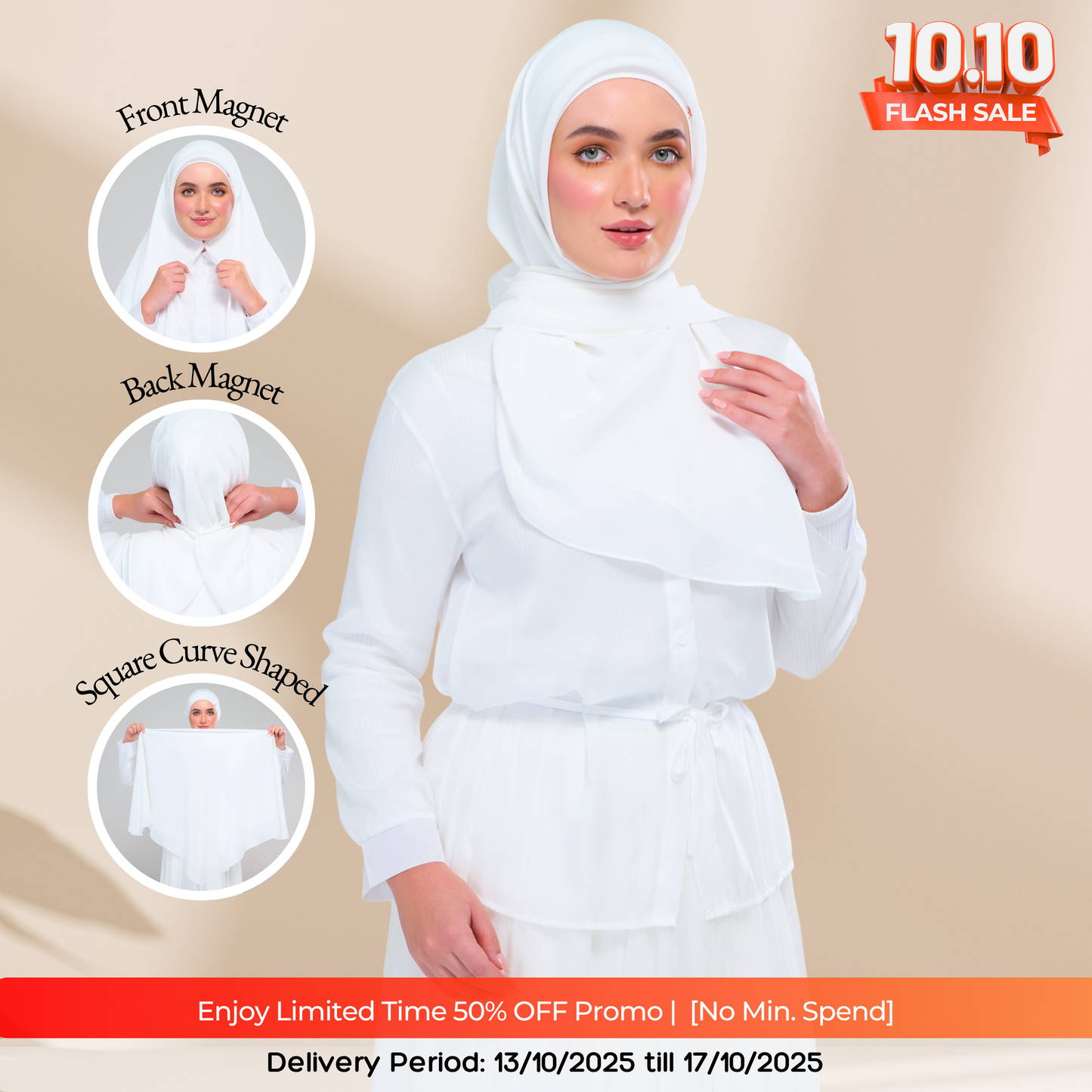 Instant Square Tag & Go l Cotton Voile in Pearl White