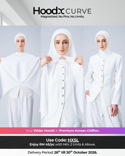 HoodX⁺Plus Curve in Pearl White [Korean Chiffon]