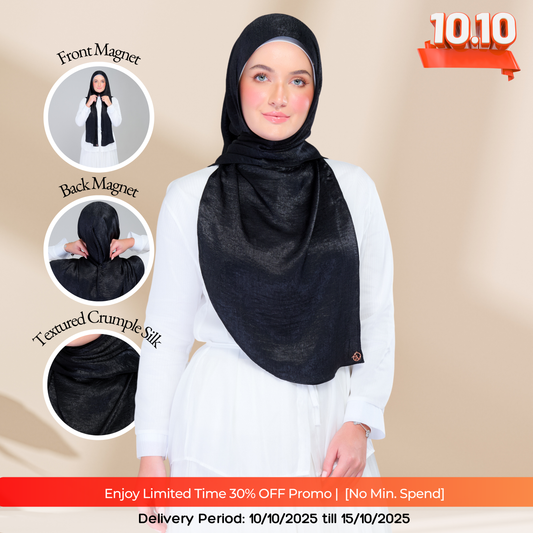 Instant Tag n' Go Shawl | Textured Silk in Black