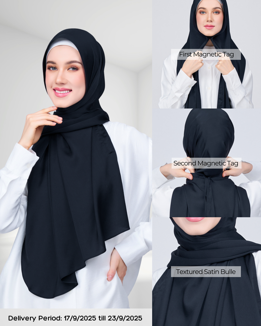 Instant Tag n' Go Shawl | Satin Bulle in Pitch Black