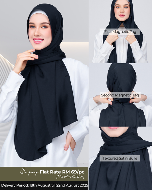Instant Tag n' Go Shawl | Satin Bulle in Pitch Black