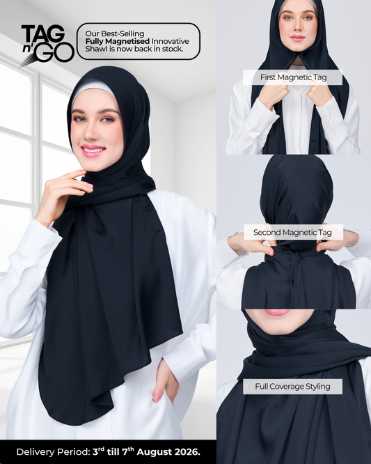 Instant Tag n' Go Shawl | Satin Bulle in Pitch Black