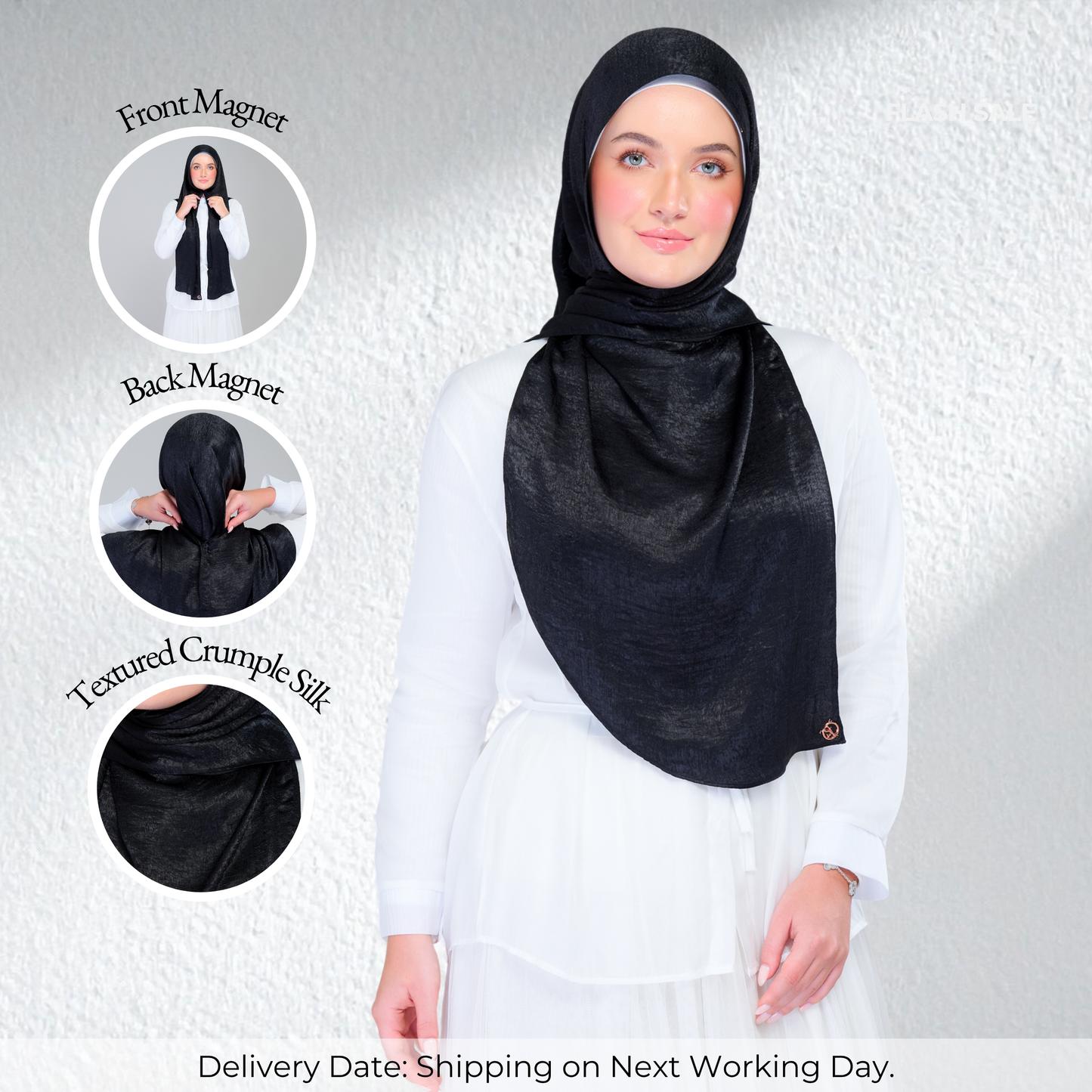 Instant Tag n' Go Shawl | Textured Silk in Black