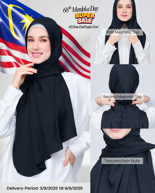 Instant Tag n' Go Shawl | Satin Bulle in Pitch Black