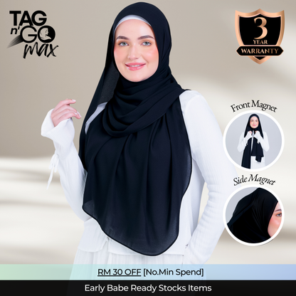 Tag n' Go Max [2M] | Premium Korean Chiffon in Pitch Black