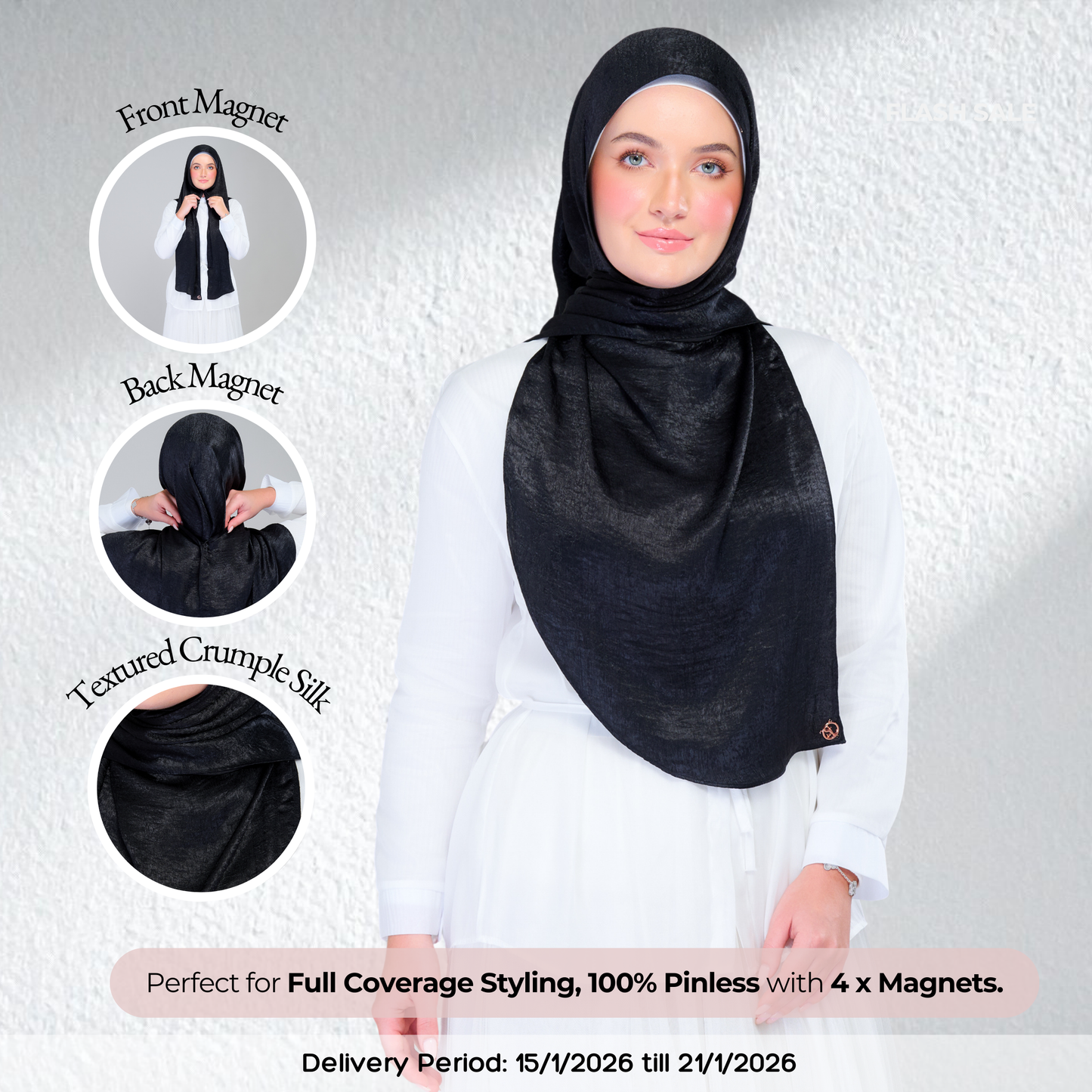 Instant Tag n' Go Shawl | Textured Silk in Black