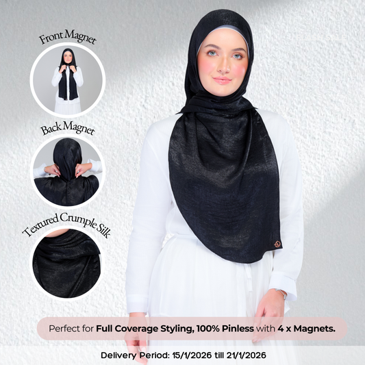 Instant Tag n' Go Shawl | Textured Silk in Black