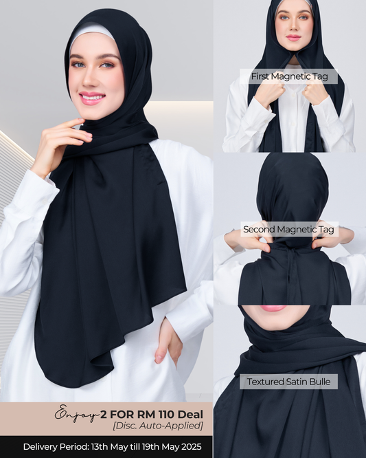 Instant Tag n' Go Shawl | Satin Bulle in Pitch Black