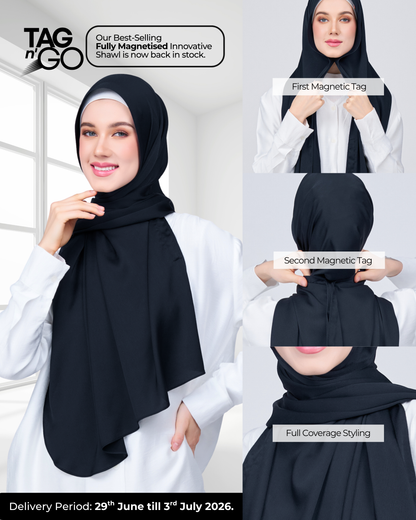Instant Tag n' Go Shawl | Satin Bulle in Pitch Black