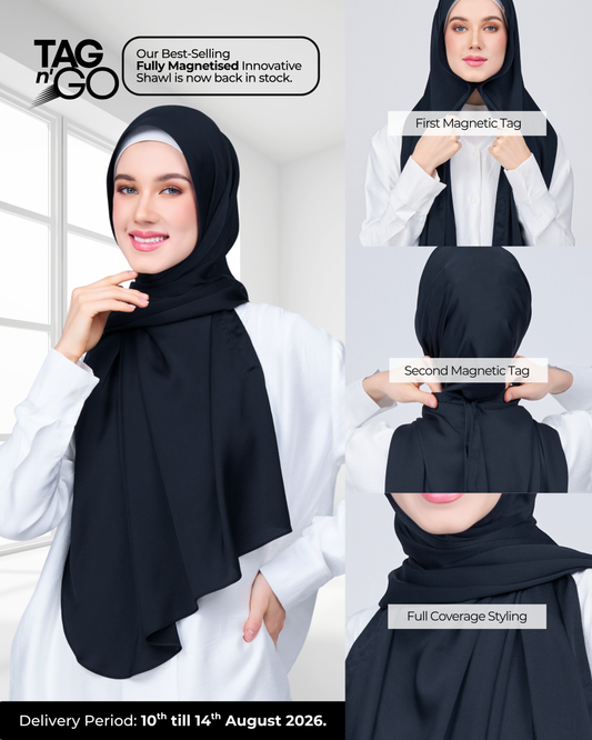Instant Tag n' Go Shawl | Satin Bulle in Pitch Black