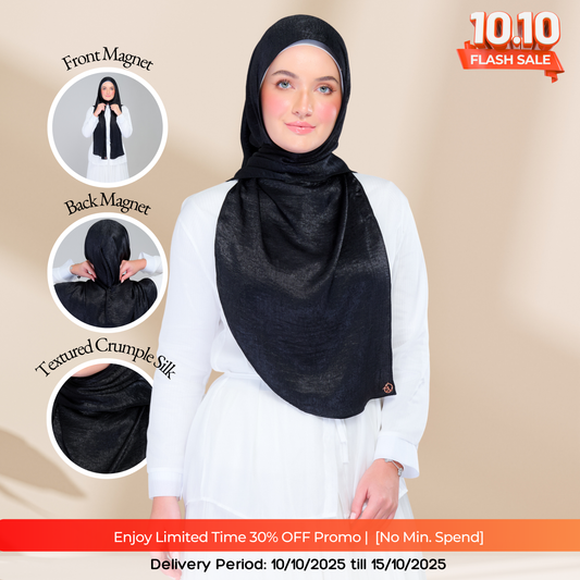 Instant Tag n' Go Shawl | Textured Silk in Black