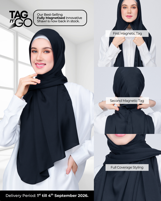 Instant Tag n' Go Shawl | Satin Bulle in Pitch Black