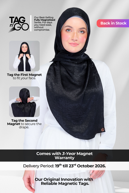 Instant Tag n' Go Shawl | Textured Silk in Black