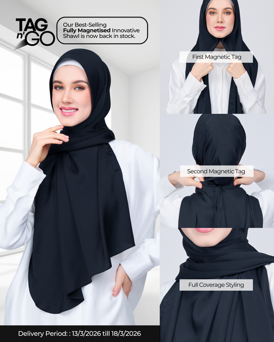 Instant Tag n' Go Shawl | Satin Bulle in Pitch Black