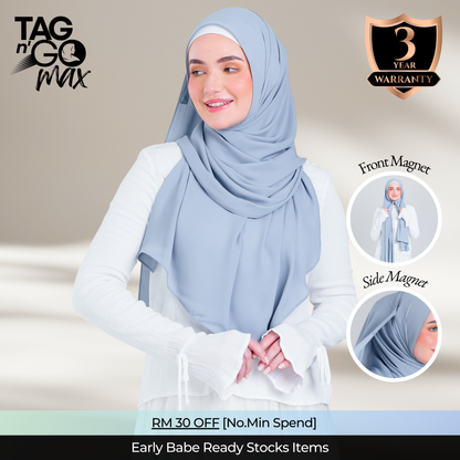 Tag n' Go Max [2M] | Premium Korean Chiffon in Powder Blue