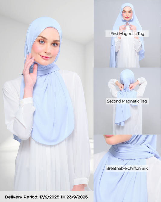 Instant Tag n' Go Shawl l Chiffon Silk 1.0 in Powder Blue