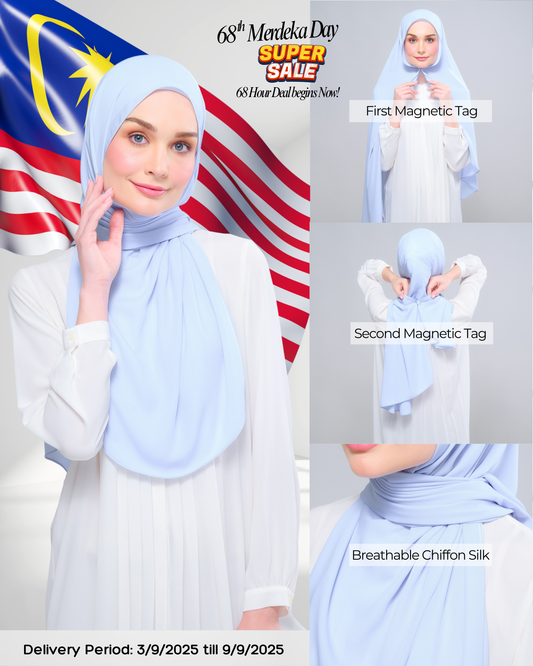 Instant Tag n' Go Shawl l Chiffon Silk 1.0 in Powder Blue
