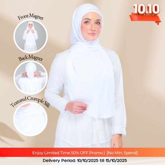 Instant Tag n' Go Shawl | Textured Silk in Pure White