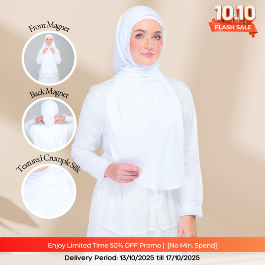Instant Tag n' Go Shawl | Textured Silk in Pure White