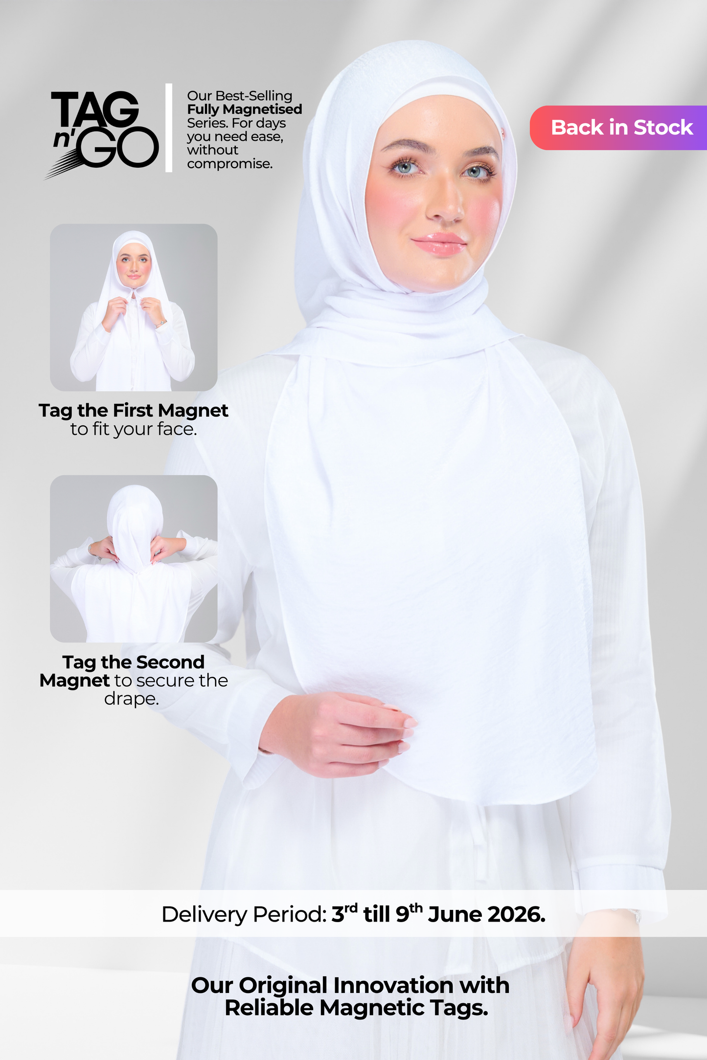 Instant Tag n' Go Shawl | Textured Silk in Pure White